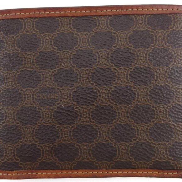 CELINE two-fold wallet macadam beige PVC ?~ leather Authentic used - Picture 2 of 9